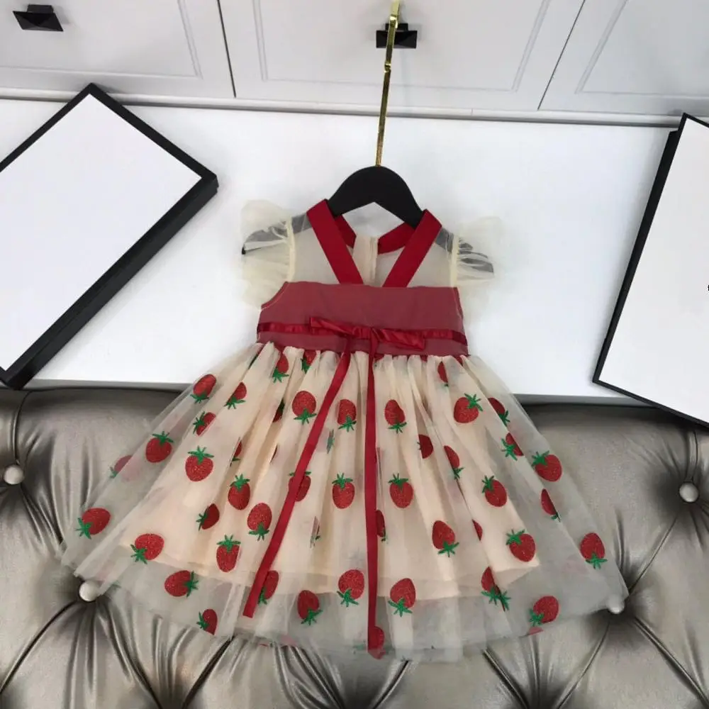 

Children's new 2020 fashion high-end dress girl beautiful flowe short sleeve summer dress