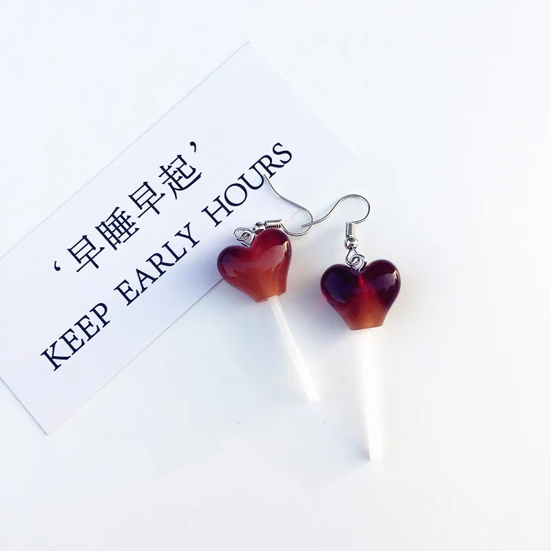 

2021 Trend Unusual Earrings Christmas Cute Transparent Love lollipop sweet heart candy long Earrings for Women 2021 Jewelry