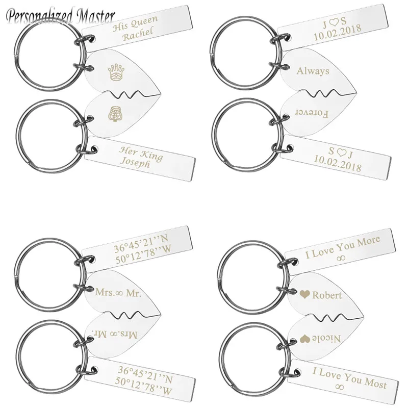 Персонализированный Магнитный брелок для ключей в виде сердца с гравировкой