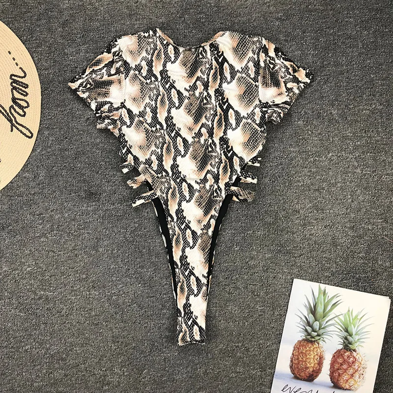 Женский бандажный костюм для плавания Белый Цельный купальник с высоким вырезом