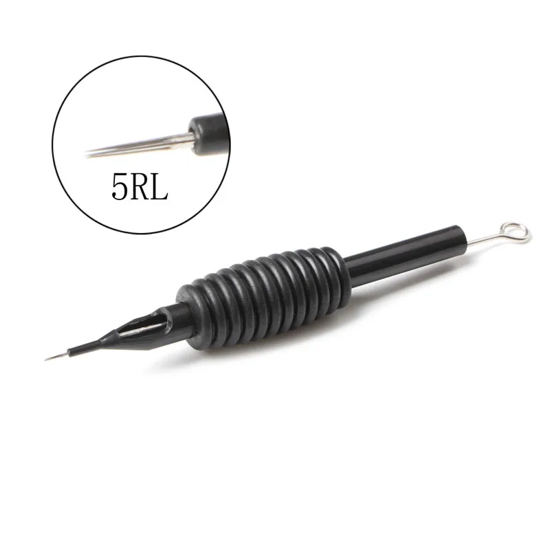 

F1FF 1Pc Sterile Disposable Tattoo Needle Tube Grip Tip RL RS Silicone Handle Black