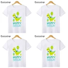 Футболка с динозавром для мальчиков на день рождения, мультяшная Забавная детская футболка, вечерние для девочек, HKP2483