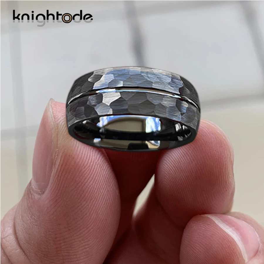 8 мм Для мужчин Вольфрам жемчужные кольца из белого золота мульти граненый