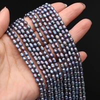 rice shape pearl beads natural black freshwater pearls for necklace bracelet accessories jewelry making size 3 4mm length 36cm