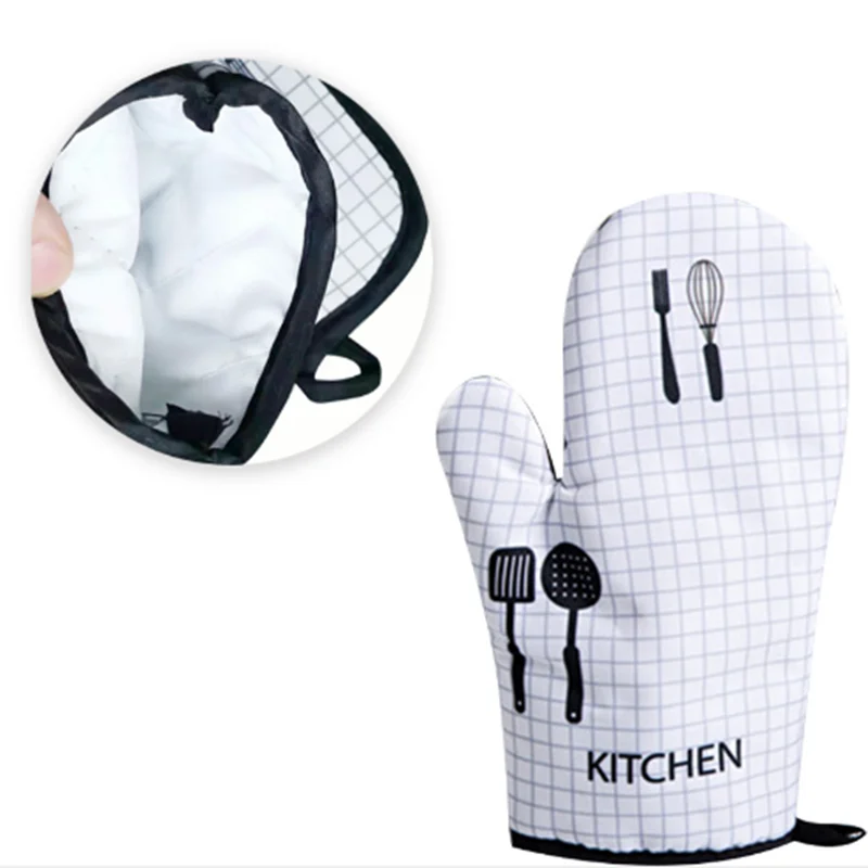 

Microwave Baking BBQ Glove Cotton Cute Oven Mitts Heat Resistant Linen Potholders Non-Slip Kitchen Tools Anti-Slip Mitten