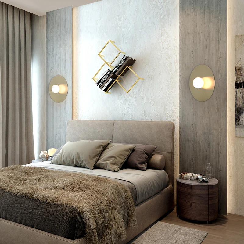 Postmodern creative hardware living room wall lamp art bedside bedroom designer study model | Освещение