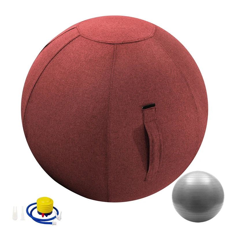 Premium Quality Self-Standing Yoga Ball with Handle and Cover Home Office Seating Chair Exercise Ball for Yoga Stretching Gym