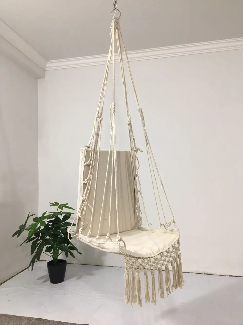 

Nordic Style Hammock Safety Beige Hanging Hammock Chair Swing Rope Outdoor Indoor Hanging Chair Garden Seat for Child Adult