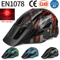 batfox with red tail light mountain bicycle helmet integrally molded professional detachable big brim mtb cycling bike helmets