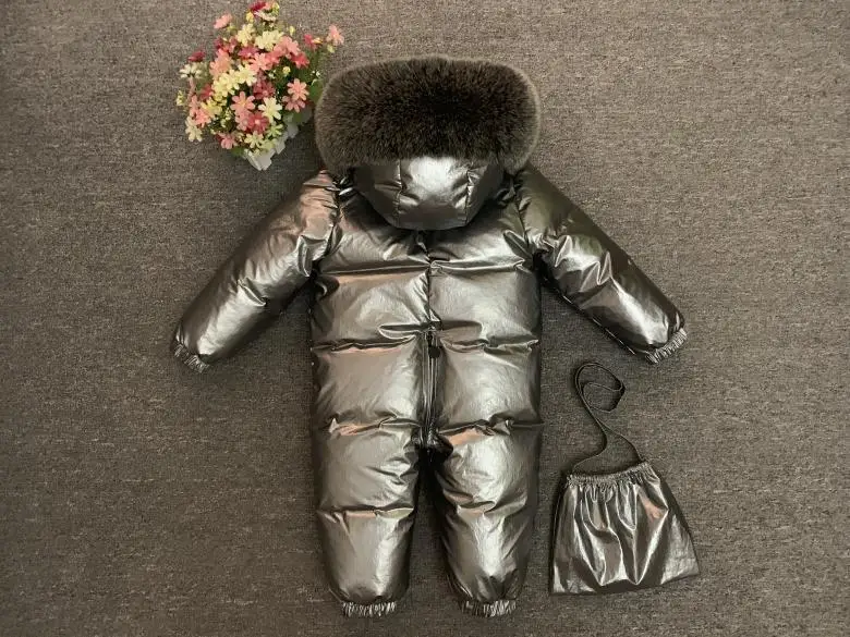 Зимний пуховый комбинезон для новорожденных, комбинезон с плюшевой подкладкой для детей, утепленная теплая верхняя одежда, пальто для маленьких мальчиков и девочек от 0 до 5 лет, зимний комбинезон
