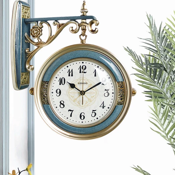 Креативная декорация настенные часы Двусторонняя бесшумные кварцевые Гостиная