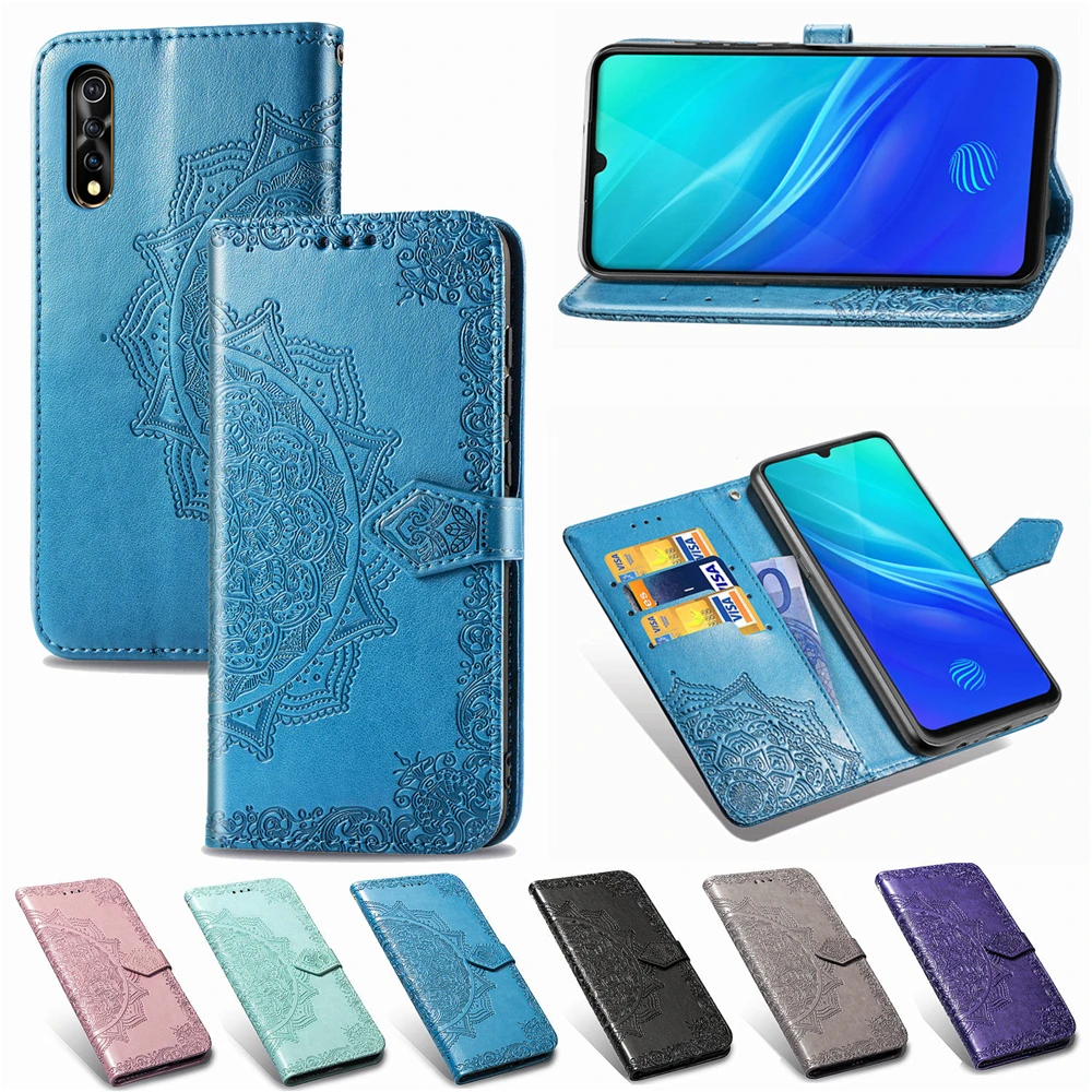Роскошные Чехлы-книжки из мягкого ТПУ задняя крышка для VIVO Y7S S1 IQOO NEO Y17 Y3 V15 Pro X27 Y97 V9 тисненая Мандала кожаный флип чехол