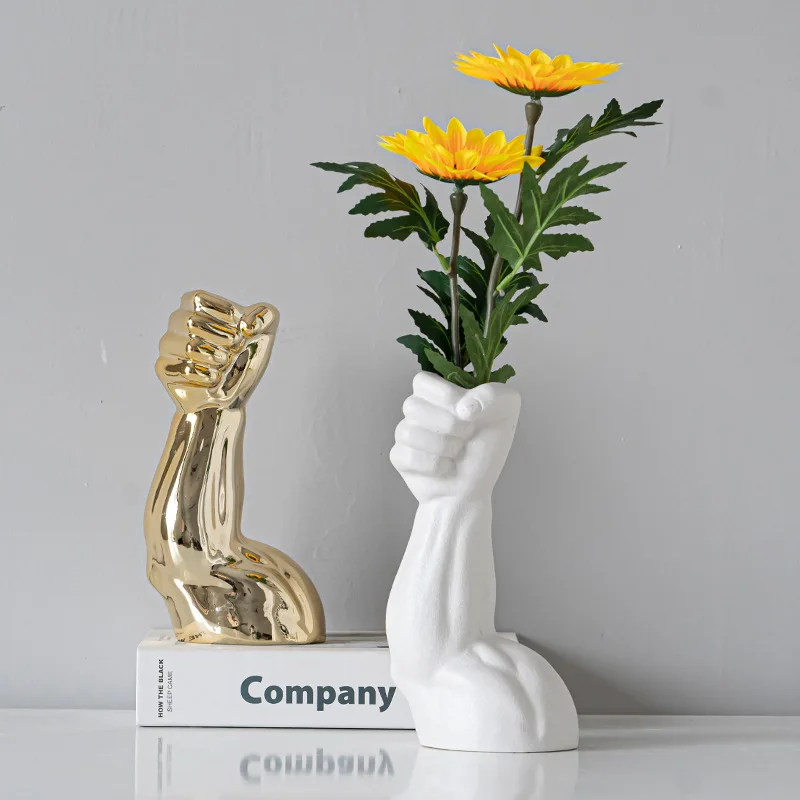 

Nordic golden ceramic vase human body hand vase living room decoration vase decoration crafts creative ornaments decor vase