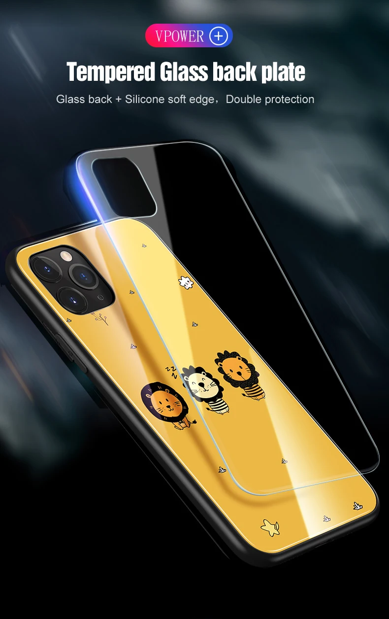 Для iphone 11 pro max 6,5 6,1 чехлы из закаленного стекла защитные чехлы для телефона с милым животным котом для iphone 11 pro стеклянная оболочка Крышка