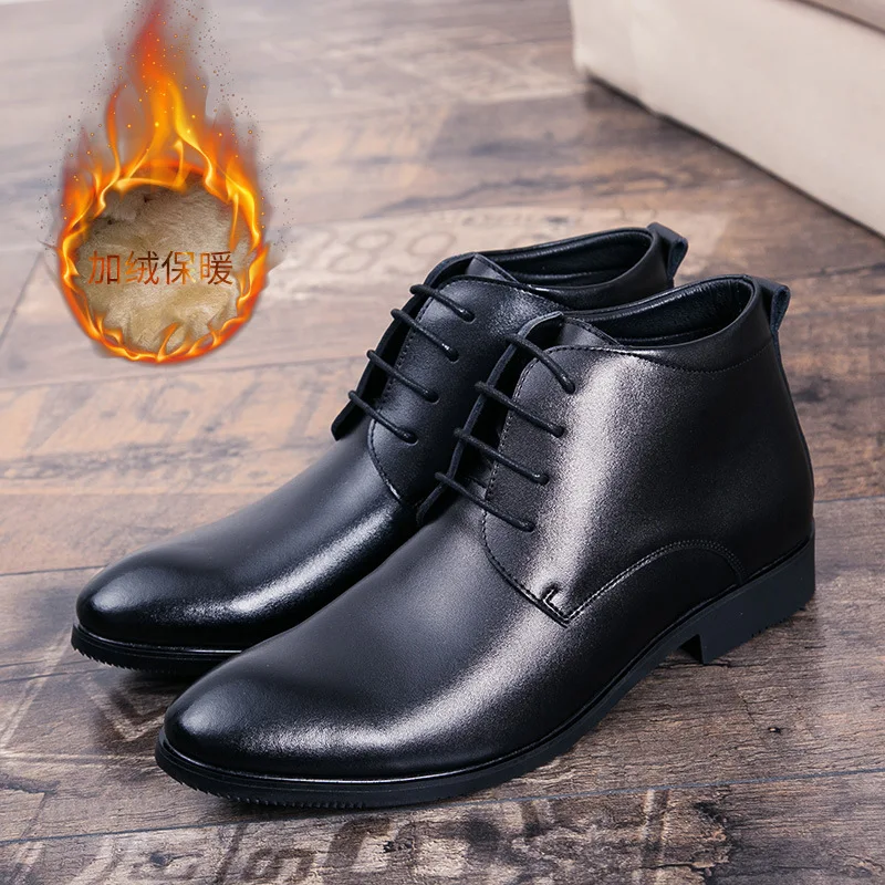 

Chelsea Boots Men Shoes Dress Leather Boots Men Boots Elevator Shoes Winter Warm Formal Wedding Party Shoes Height Boots896