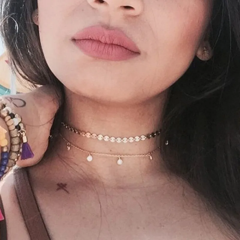 Хит продаж Женский чоркер золотого цвета короткое ожерелье для друга богемный