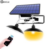 led solar pendant light outdoor indoor solar powered lamp with bulb shed lights lighting for home garden yard double head lamps