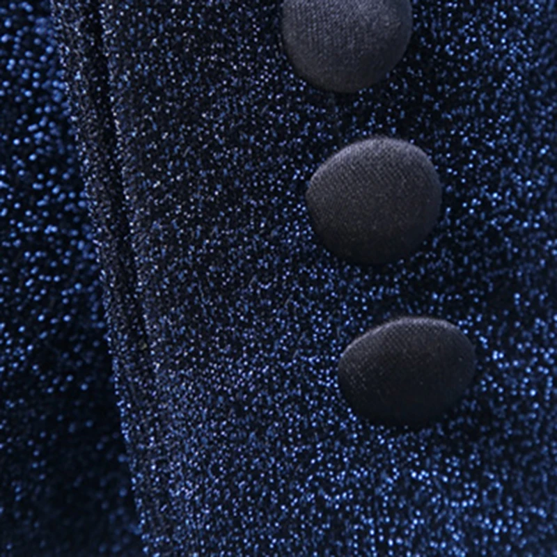 Мужской темно-синий смокинг модный приталенный костюм для жениха из 2 предметов