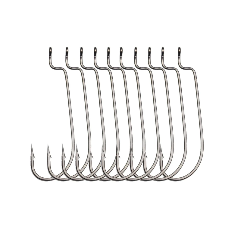 50pcs/lot Size: 6#--5/O High Carbon Steel Fishing Hooks Narrow belly Crank hook Soft bait Worm hooks | Спорт и развлечения
