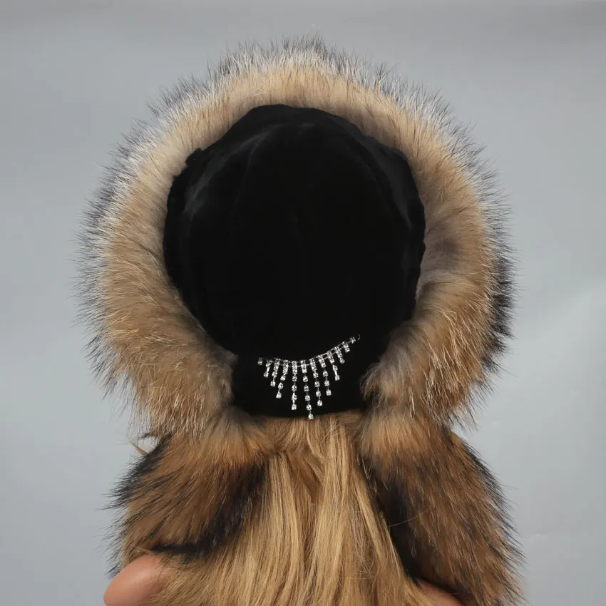 

Real Fox Fur Hat Female Pompom Beanie Hat Natural Fur Raccoon Cap Rex rabbit fur top Beanies for Women Cap 2021 Winter Hats lady