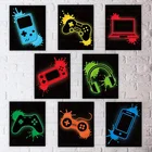 Неоновый постер для игр, минималистичный Настенный декор для видеоигр, комнаты, неоновый игровой декор, художественное украшение на стену