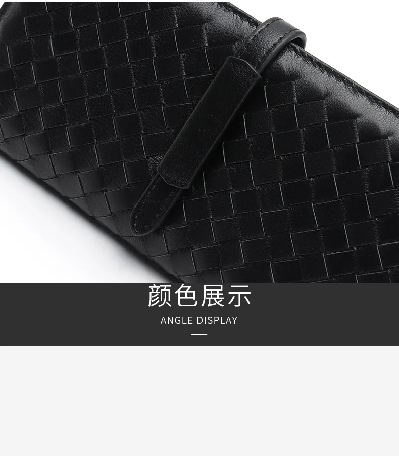 

New leather hand-woven sheepskin wallet ladies long 2 fold wallet Korean fashion large-capacity card holder