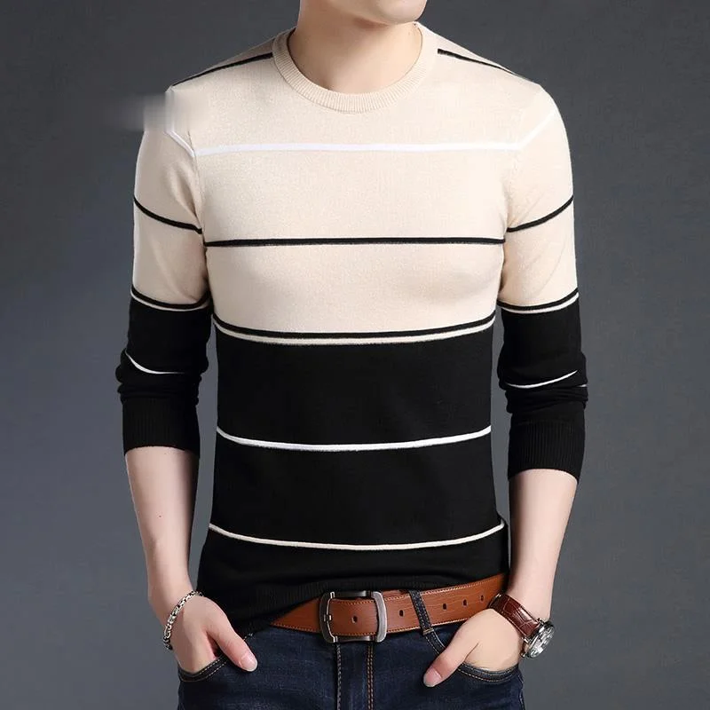 

Zoulv Striped Slim Fit Jumpers Knitred Woolen Autumn Korean Style Casual Men Clothes 2021 New Fashion Sweater Mens Pullover