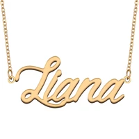 liana name necklace for women stainless steel jewelry 18k gold plated nameplate pendant femme mother girlfriend gift