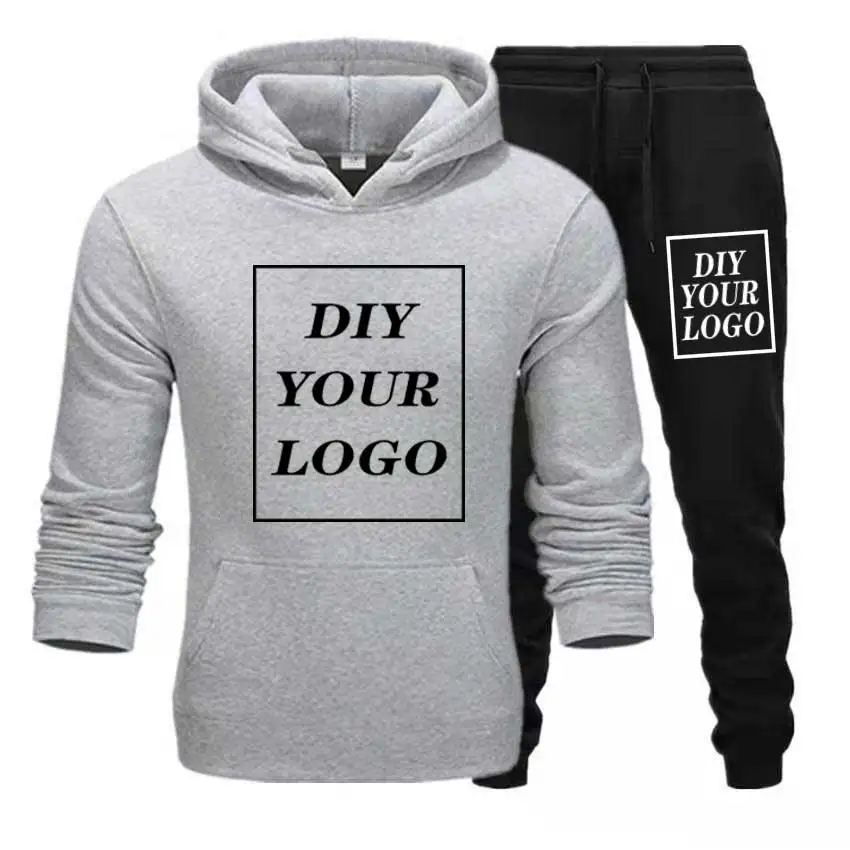 custom logo Print Толстовки и штаны с принтом логотипа по индивидуальному заказу; плотный свитер; удобная уличная одежда унисекс с логотипом «сделай сам»; Спортивный костюм; Прямая поставка; пуловеры - Цвет: custom logo Print