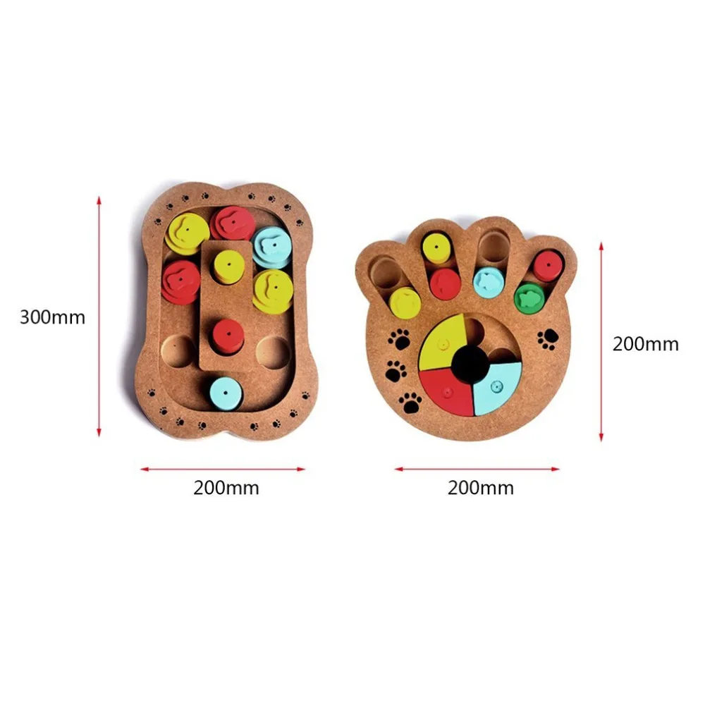 

Natural Food Treated Wooden Paw Shape Pet Dog Cat IQ Training Toys Educational Feeding Game Paw Puzzl Plate Juguetes Para Perros