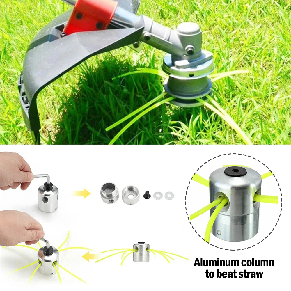 

Aluminum Grass Trimmer Head With 4 Lines Brush Cutter Head Lawn Mower Accessories Cutting Line Head for Strimmer Replacement