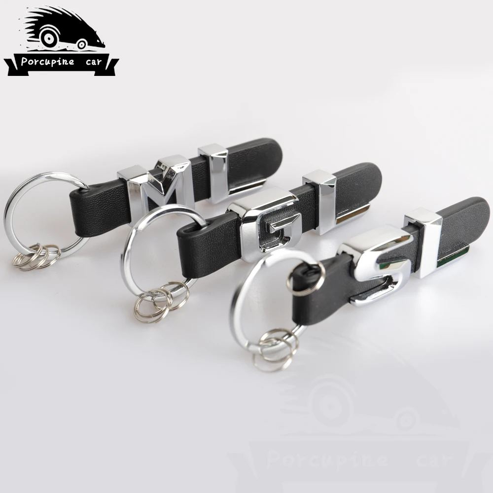 Кожаные кольца для ключей Mercedes Benz GL GLC ML SL SLK GLA GLE A B C E S R 3D брелок автомобиля