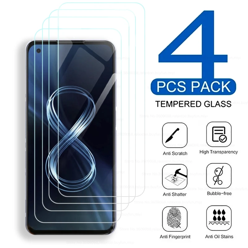 

Для zenfone8 стекла 4 шт. премиум класса, закаленное стекло для asus zenfone 8 5g 2021 5,92 ''HD взрывозащищенные Защитная пленка экрана Щит крышка