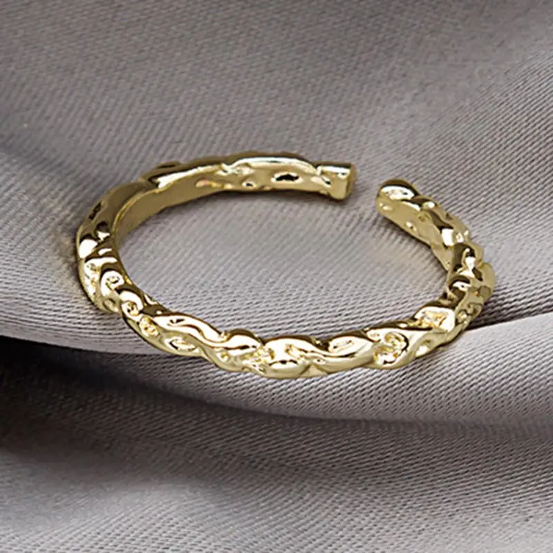 

Vintage Irregular Bump Texture Adjustable Rings for Women Fashion Simple Metal Jewelry Accessories Gifts Women's Open Ring