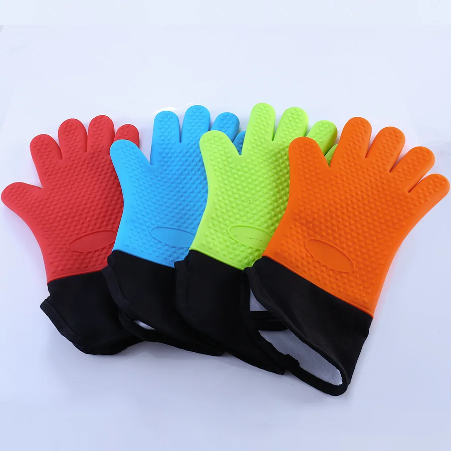 2 шт силиконовая кухонная перчатка для печи прихватка с очень длинным холщовым