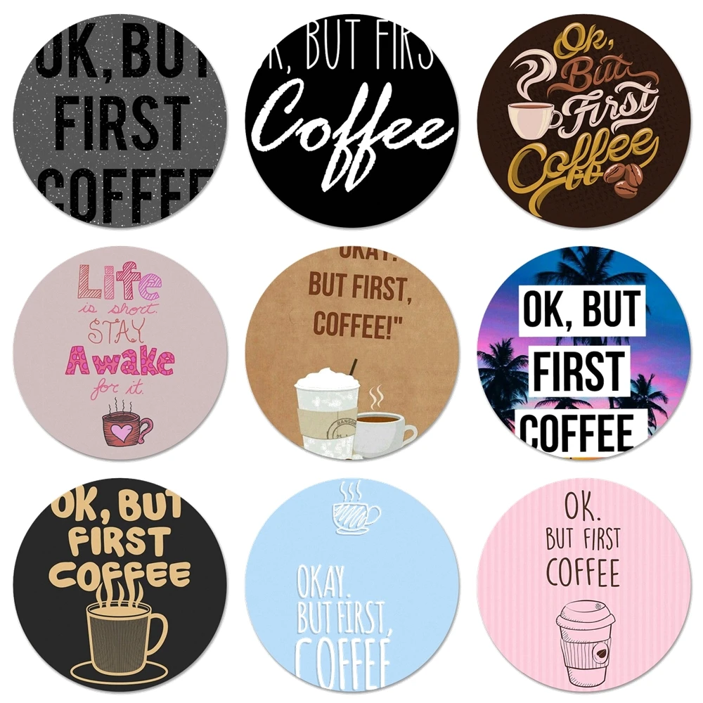 

Ok But First Coffee Book Badge Brooch Pin Accessories For Clothes Backpack Decoration gift 58mm