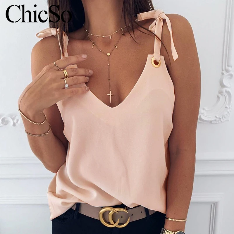 Женский топ без рукавов MissyChilli розовая свободная бандажная майка с v образным