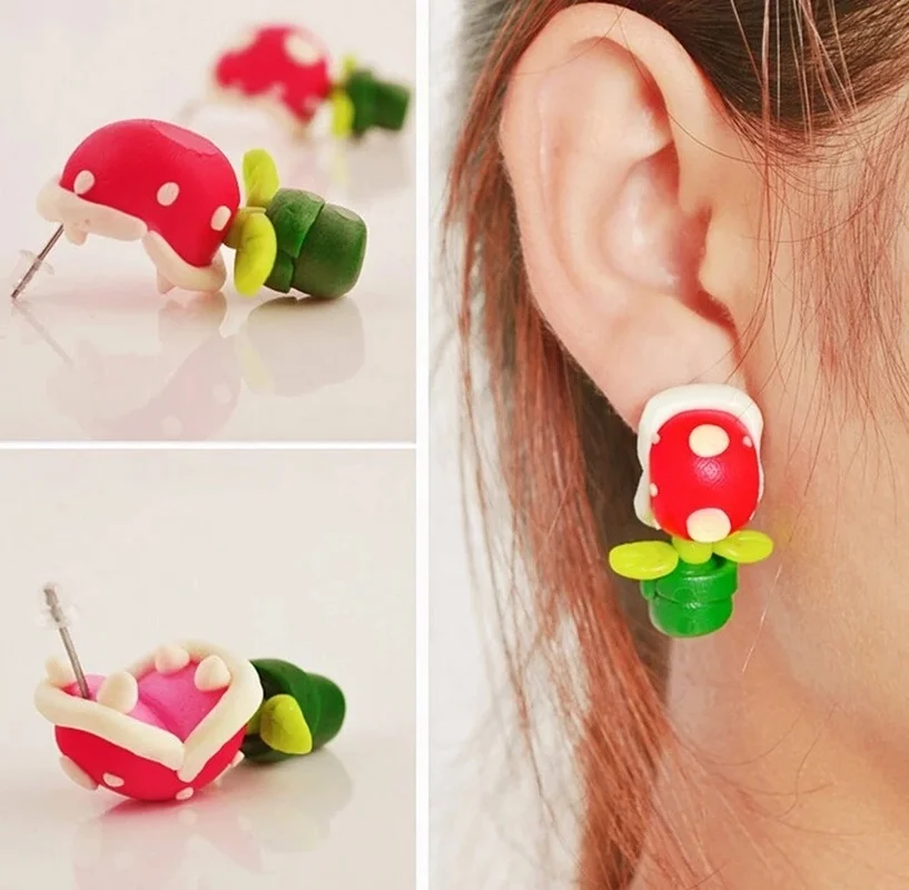 1 пара новинка милые серьги из мягкой глины в виде животных ручной работы пиранхи