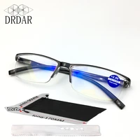 new 2021 anti blue light reading glasses men womens universal fashion tr half frame double light with lens cloth and lens bag