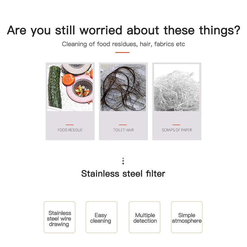 

5/7/9/11cm Bathroom Deodorization Type Basin Sink Drain Stainless Steel Kitchen Strainer Stopper Waste Plug Sink Filter Drains