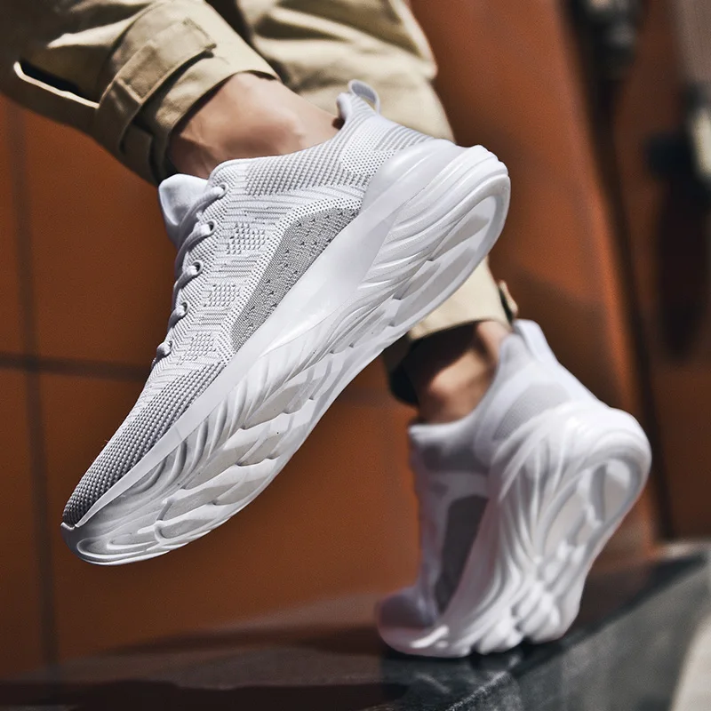 

Zapatos Informales De Hombre Sneaker Man Casual Shoe Male Shoes Men Sneakers Sapato Black Fashion For Solid White Knitting