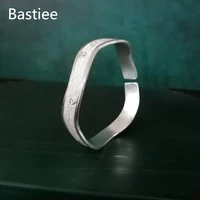 bastiee 999 pure silver wave bangles for women hmong handmade luxury adjustable bracelet chinese vintage frosted jewellery