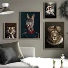 Ретро стиль Тигр Зебра Леопард планшетов и печать на стене декоративные картины для современного домашнего декора комнаты