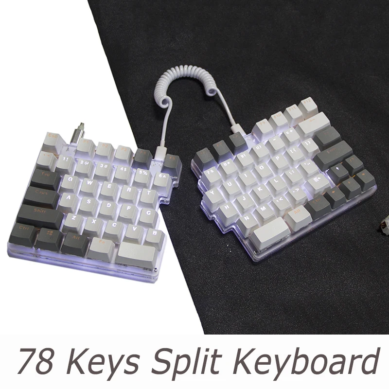 Split Macro Keyboard 78Key LED Backlight Type C Programming 