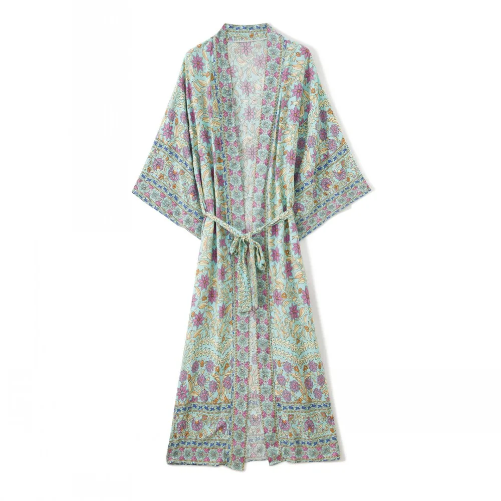 

Japanese Kimono Women Outfit 2021 Summer New Long-Sleeved Cardigan Loose Casual Vacation Sun Protection Shirt Chiffon Long Dress