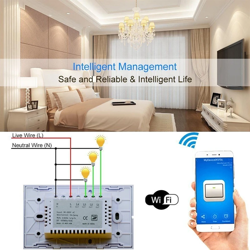 For Alexa WiFi Smart Light Switch In-Wall Wireless On/Off Wall Timing Voice App Remote Control Compatible with | Обустройство дома