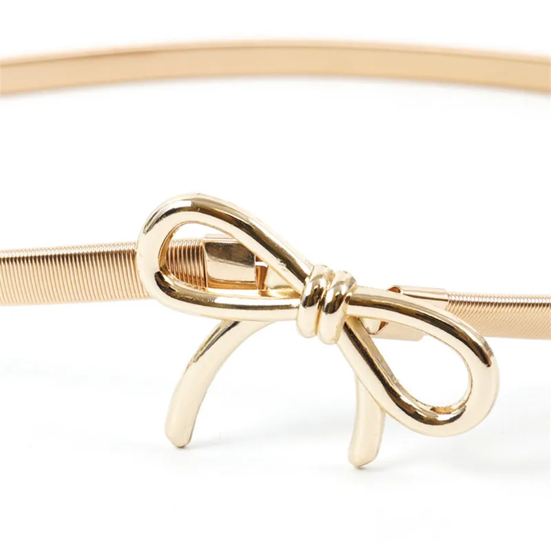 Ремень с бантом Женский металлический пояс-стрейч спереди узкий эластичный пояс