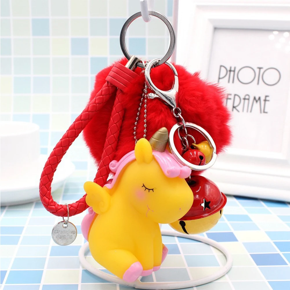 Kawaii Плюшевый единорог меховой шарик плюшевый брелок сумка для животных Подвеска