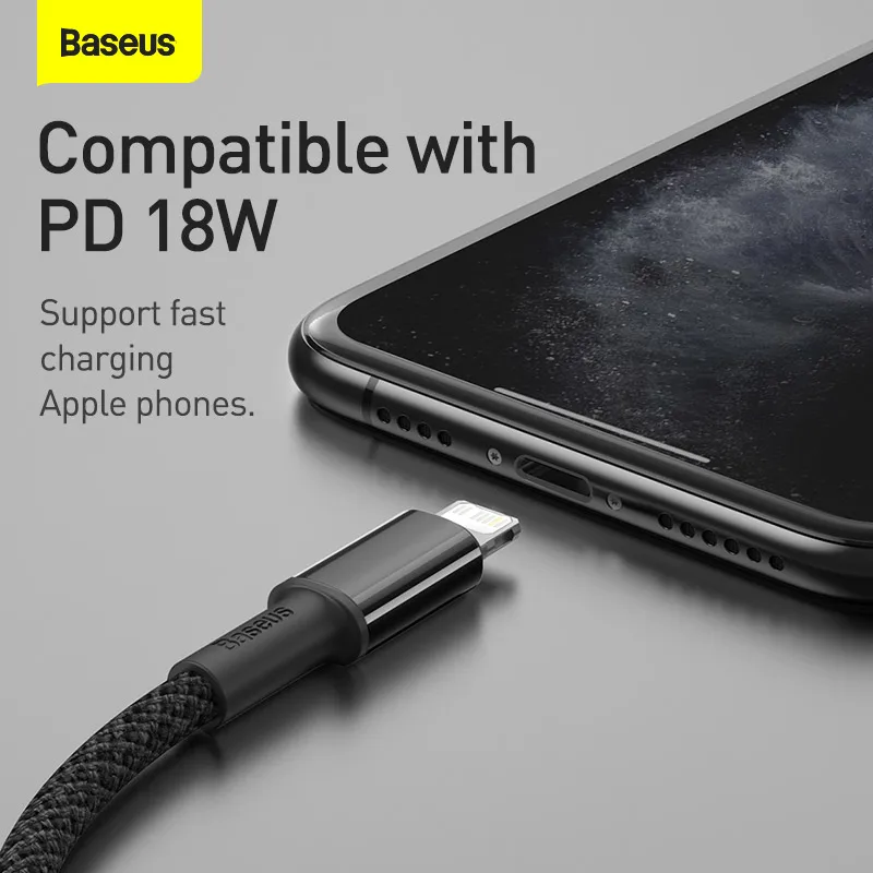 Кабель Baseus PD 20 Вт USB Type C для iPhone 13 12 Pro Max 11 X быстрая зарядка iPad Air 2020 кабель зарядки
