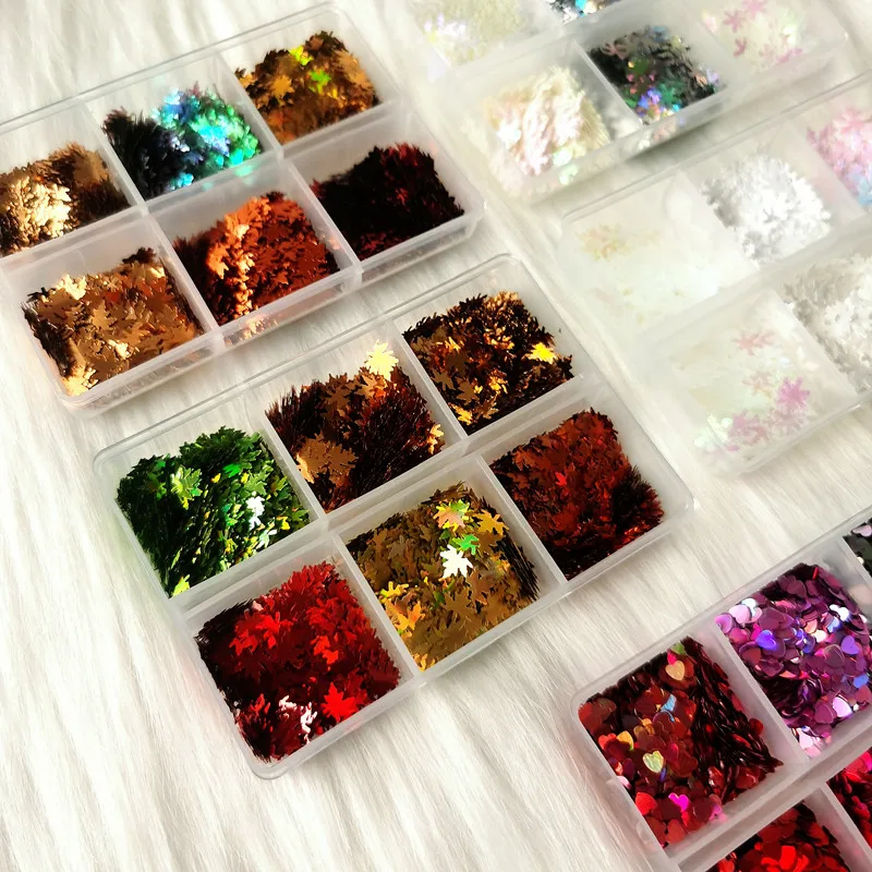 

Наклейки с кленовыми листьями и сердцами, 6 ячеек